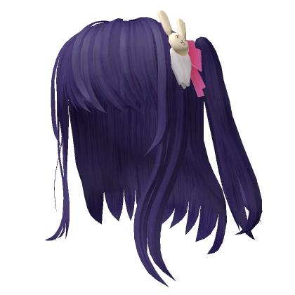 🍀One-sided Ponytail Purple Hair w/ Bunny Hairclip