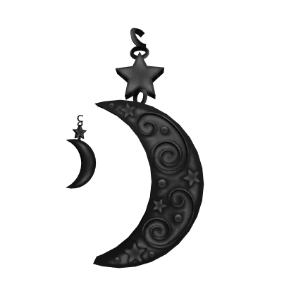 Magical Cresent Moon Earrings - Black