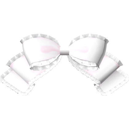 Kawaii Light Pink & White Ruffled Doll Head Bow