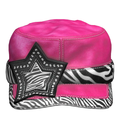 Zebra Print Star Cap Pink 2000s Y2K Gyaru Scene