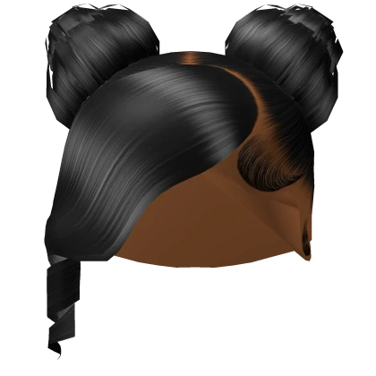Top knot space buns /w swoop bang - black