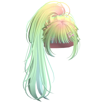 Rainbow Messy Ponytail w/ Ribbon Clips