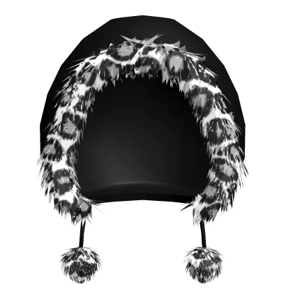 Leopard Fur Winter Hood Black