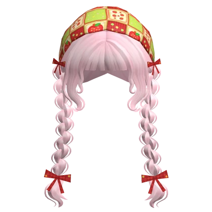 ♡ pink braided pigtails + igari headscarf