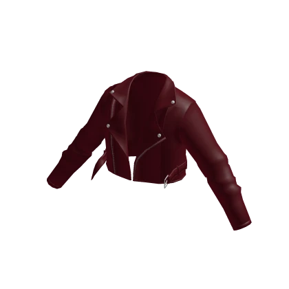Burgundy Cropped Leather Jacket