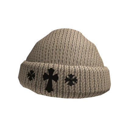 Tan Chrome Cross Beanie 