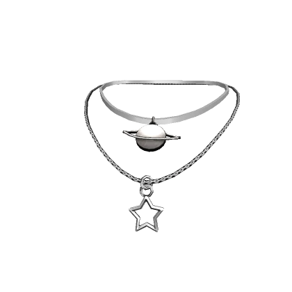 White Necklace Star&Planet Y2K