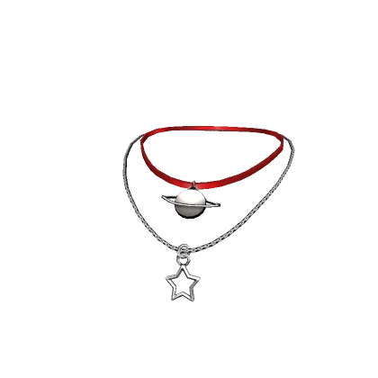 Red Necklace Star&Planet Y2K