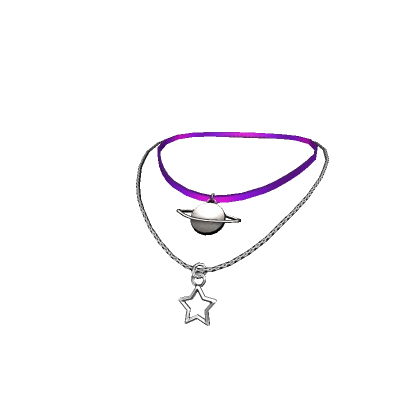 Purple Necklace Star&Planet Y2K