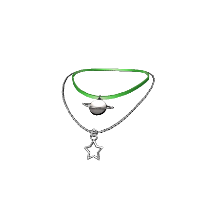 Green Necklace Star&Planet Y2K