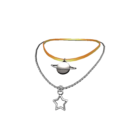 Yellow Necklace Star&Planet Y2K