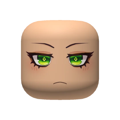 Green Stern Anime Face (light skintone)