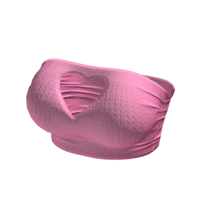 Valentine Knit Heart Tube Top Cutout in Baby Pink