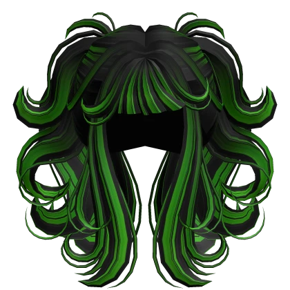 Celestial Flowy Swirly Pigtails in Black & Green