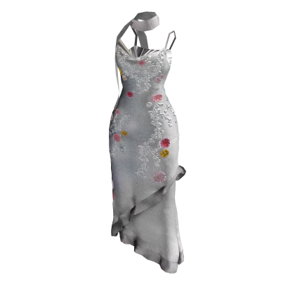 ʚ♡ɞ Vintage Floral White Ruffle Maxi Dress