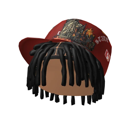 Red NYC Fitted w/ Messy Dreads