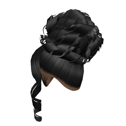 Messy Curly Updo W/ Side Bang [Black]