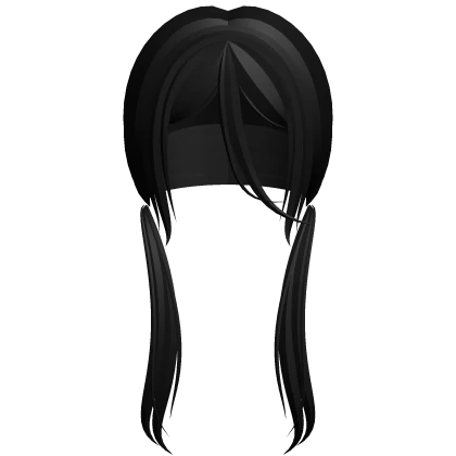 black long bang anime hair pigtails