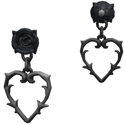 Prickly Heart with Black Rose Earrings