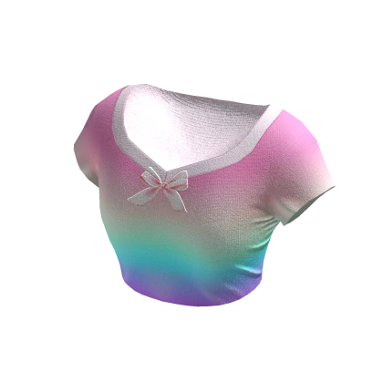 ✨ Coquette Rainbow Bow Tee