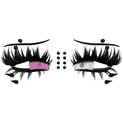 ♡ emo lashes w piercings (white/pink)