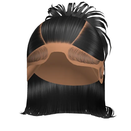 Spiky Y2K Half Up Bun W Barbie Curl in Black