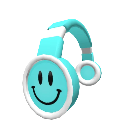 Preppy Smiley Face Teal Headphones