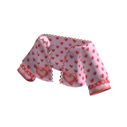 Valentines Off Shoulder Heart Hoodie (pink)