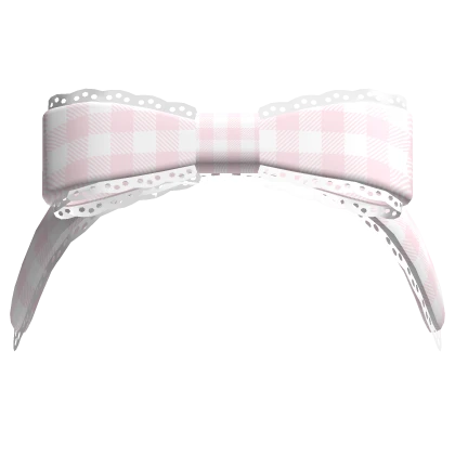 ♡ : pretty lace bow headband ꒰ baby pink plaid