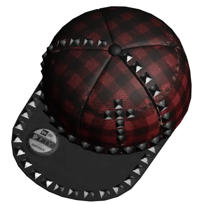 Studded Red Plaid Scene Snapback