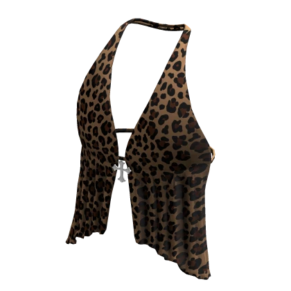 Y2K Leopard Print Halter Top V2