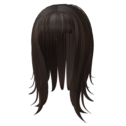 † short layered cut & micro bangs in dark brown