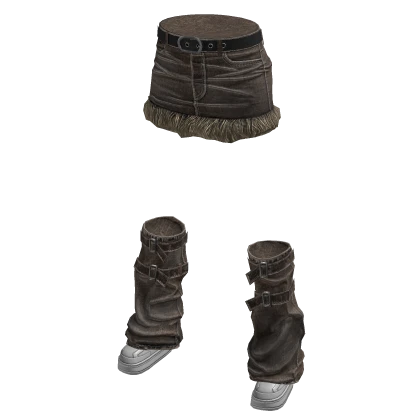 Skirt W/ Denim LegWarmers (Brown)