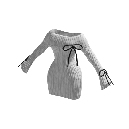 White Ribbon Knitted Bodysuit Dress