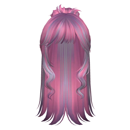 silky half-up bun hairstyle (pink purple and blue)