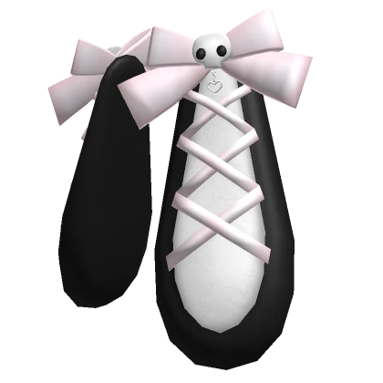 cute ribbon bow bunny ears in black/white