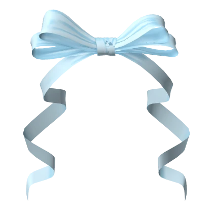 Hair Ribbon Bow Pastel Blue Satin Cutesy Dolly