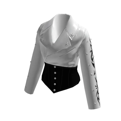Halloween Black Corset Top White Leather Jacket