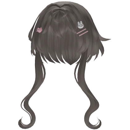 ♡ cutecore short & strands w/ bunny hairclip grey