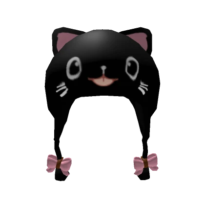 Cute Black Kawaii Kitty Beanie