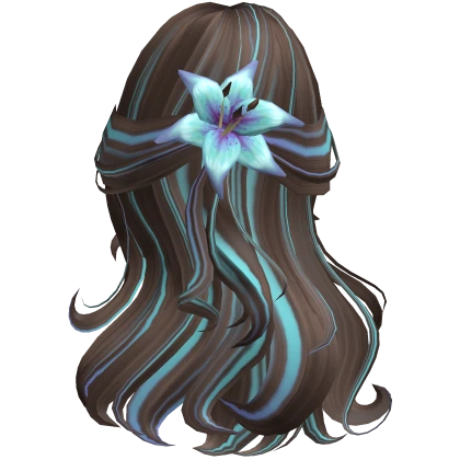 ♡ brown summer half up hair with blue flower