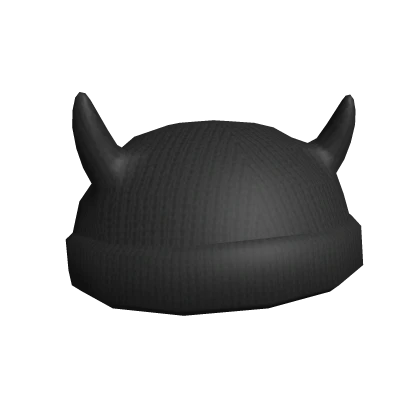 Black Knit Beanie with Horns