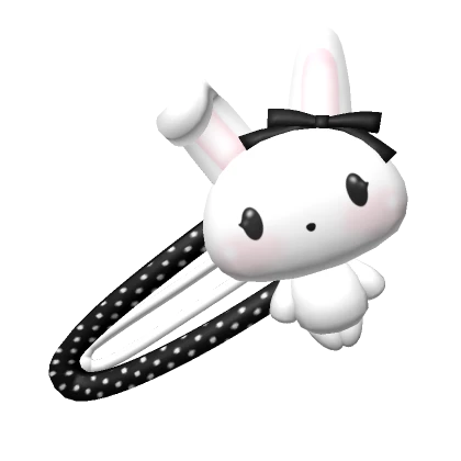 kawaii black polkadots bunny hairclip