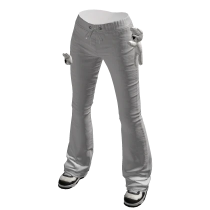 White Trendy Y2K Kawaii Cute Flare Pants