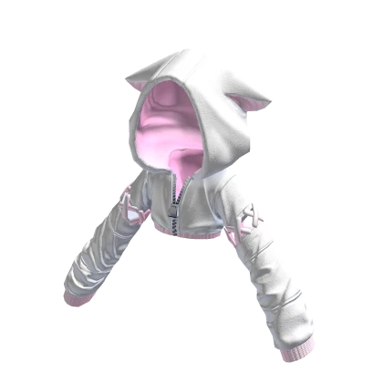 Crop Kitty Hoodie Pink Sugar