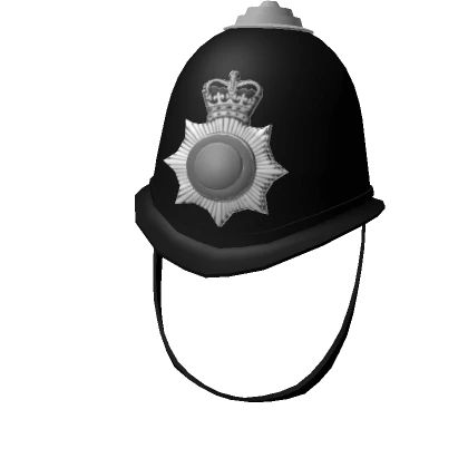 British Police Bobby Hat Silver Badge Strap Black