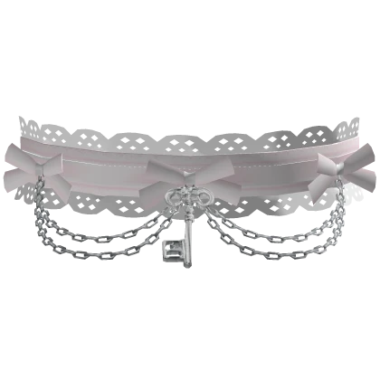 gothic laced dangling chain key choker pink