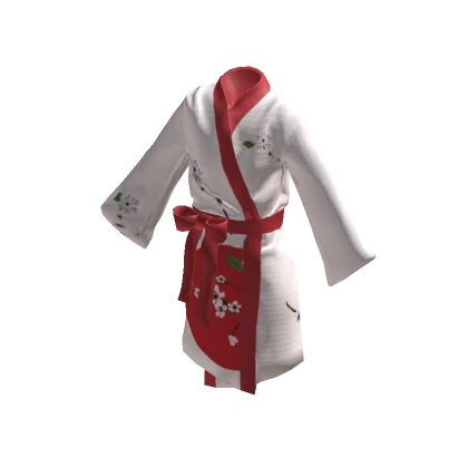 Sakura and red sun white short kimono