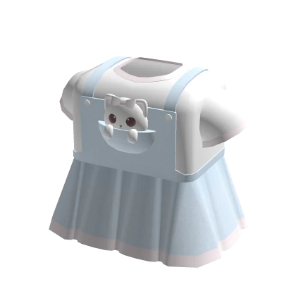 ♡꒰ blue denim kitty baby doll overall dress