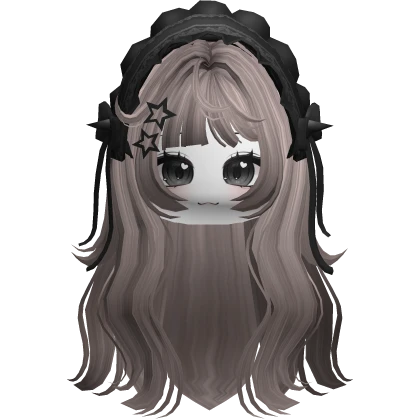 Emo Goth Girl Hair w/ Headband & Face (Ash)